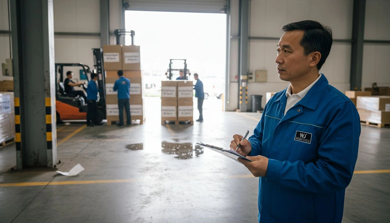 Manager overseeing prototype supply chain loading