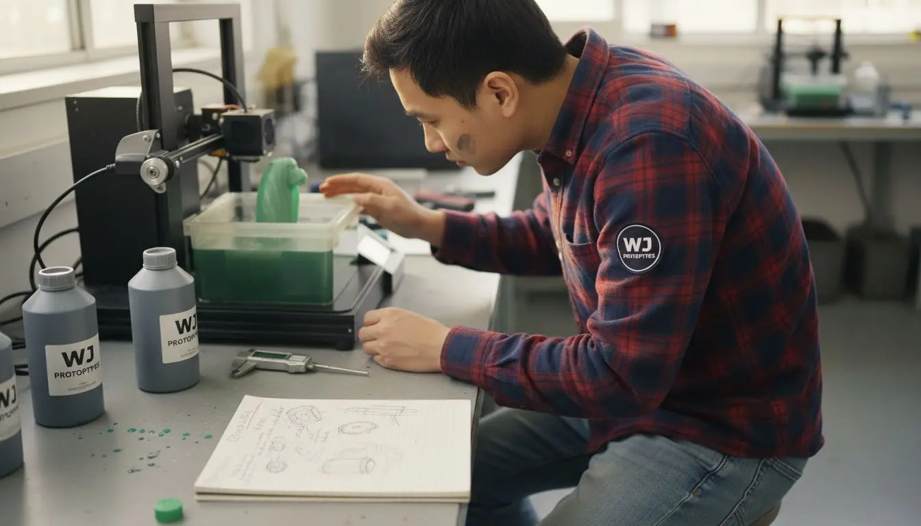 Technician working at SLA 3D printer