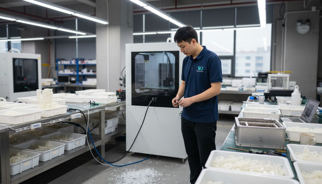 Technician working with SLA prototyping machine