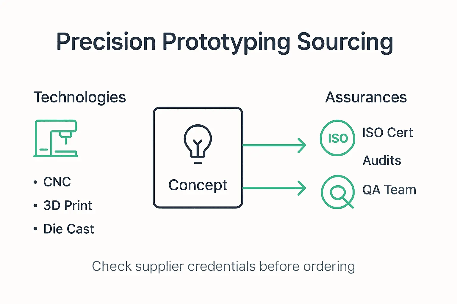 Infographic overview of precision prototyping sourcing