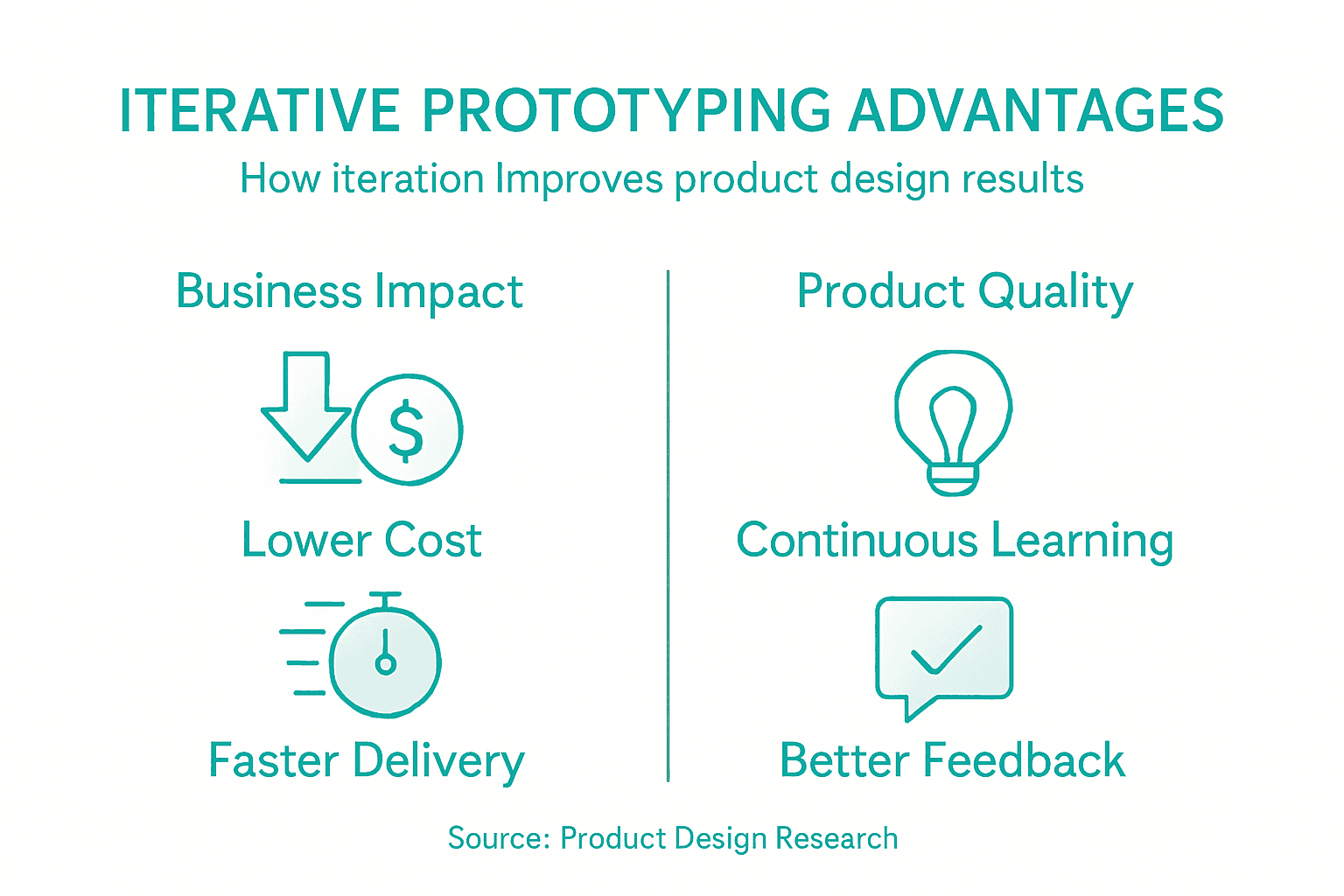 Infographic showing iterative prototyping benefits