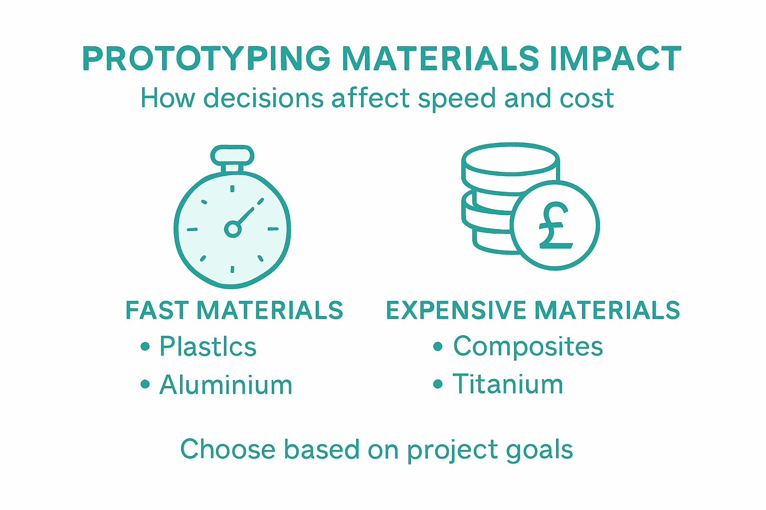 Infographic showing materials and effect on speed and cost