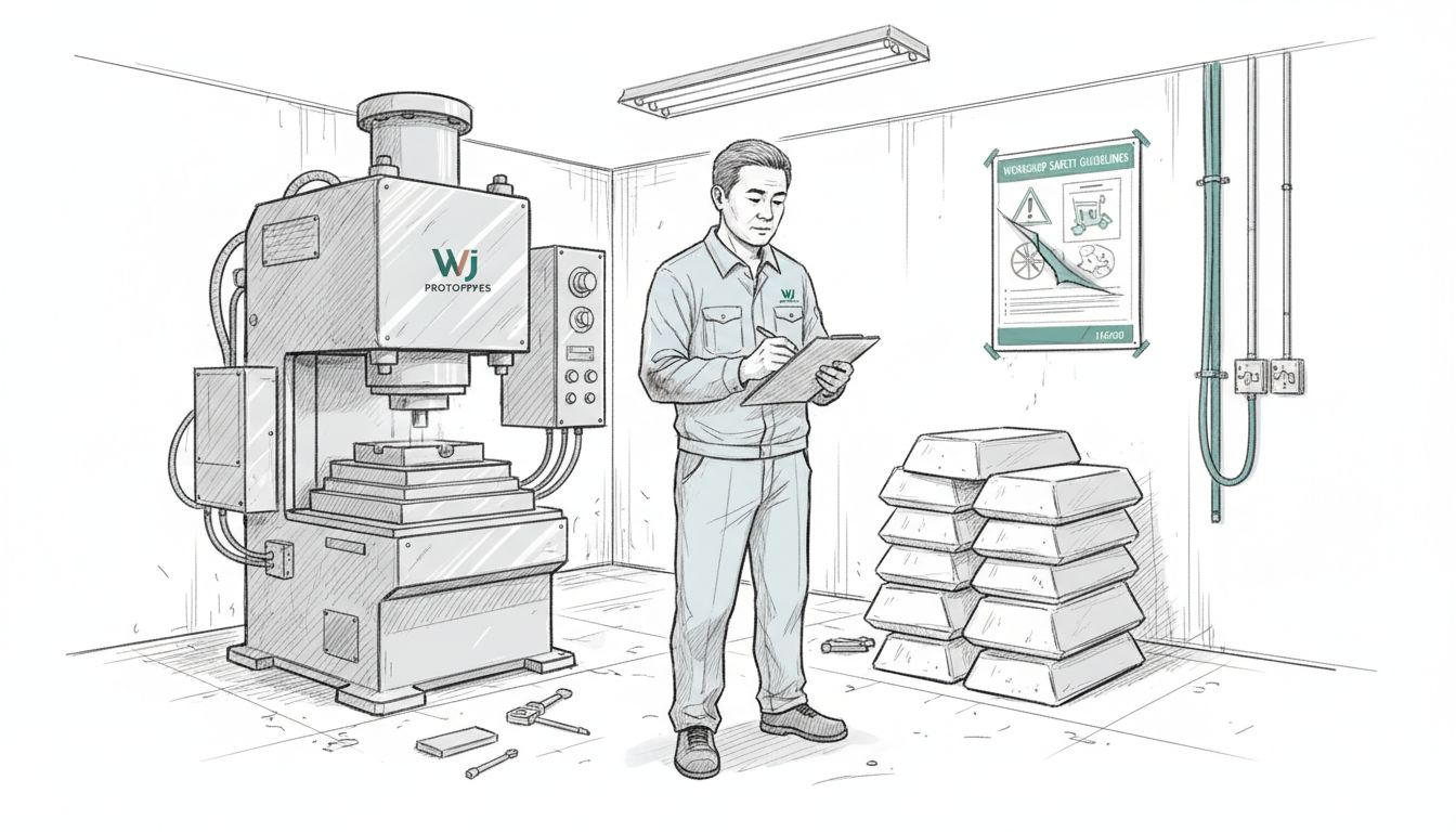 Technician checking alloy ingots in workshop