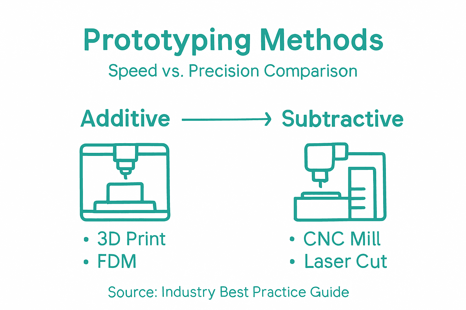 Infographic comparing industrial prototyping methods