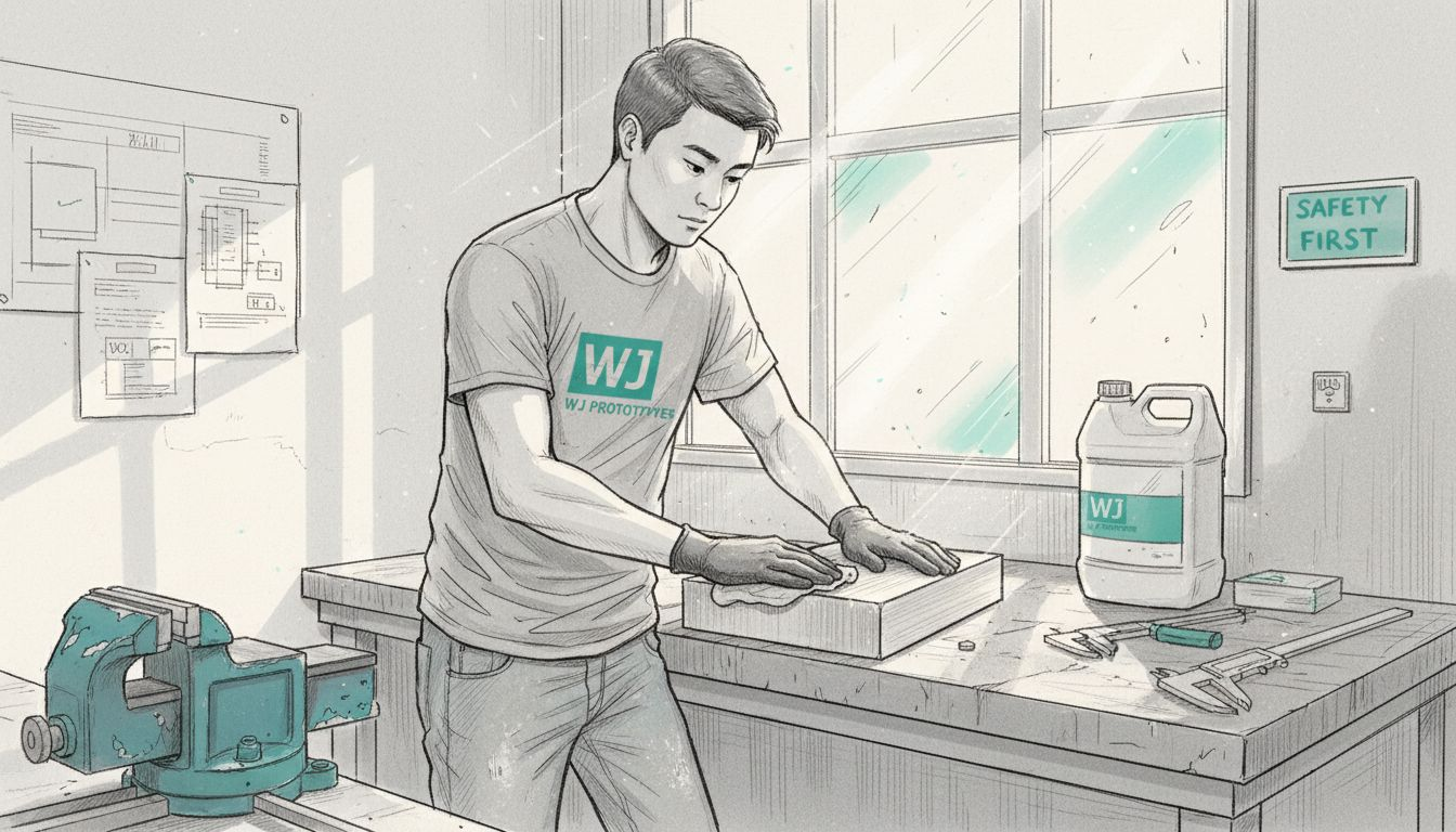 Technician preparing aluminum for CNC work