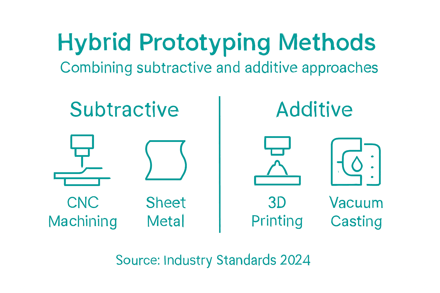 Infographic comparing hybrid manufacturing methods