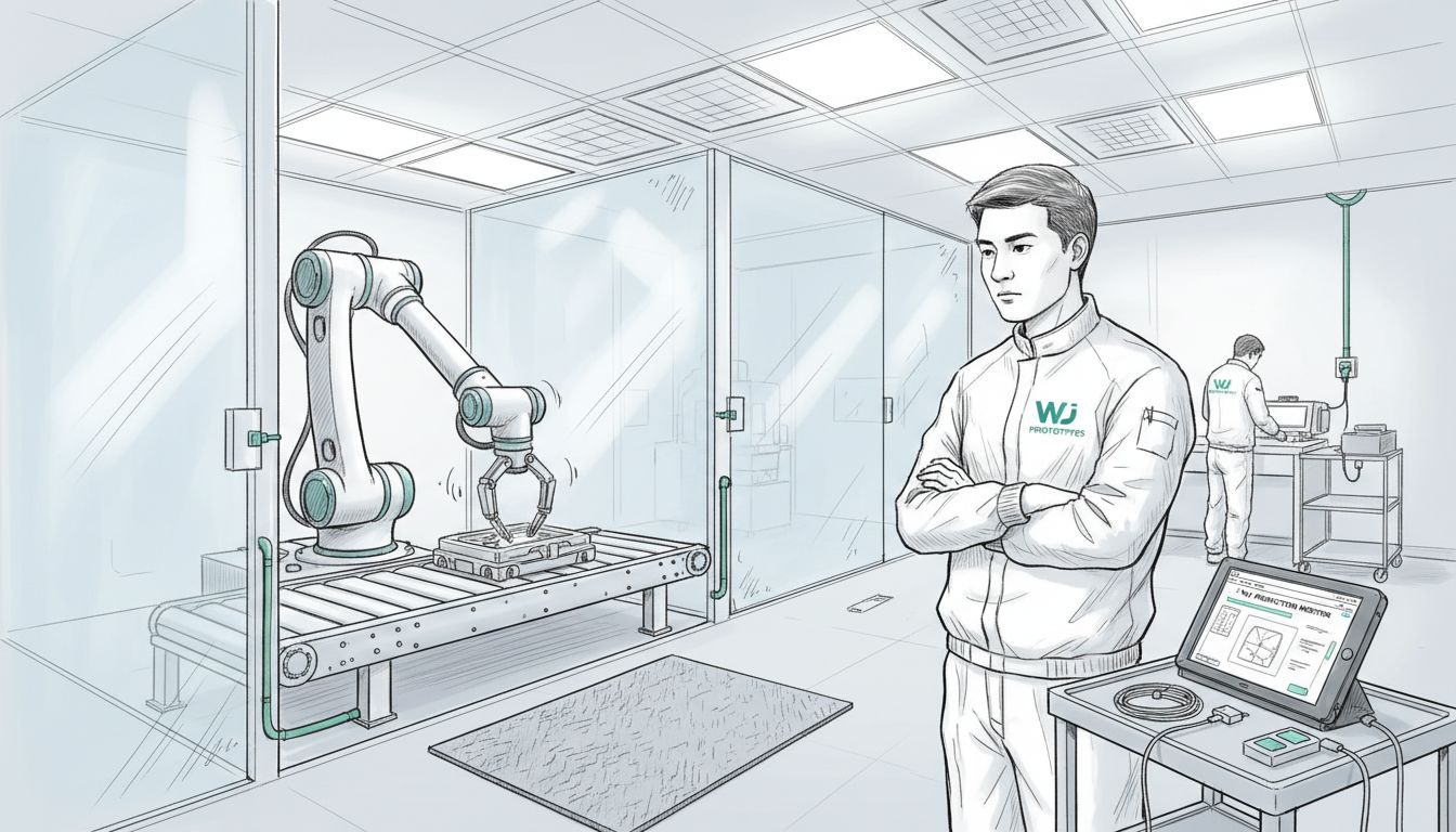 Robotic arm places medical steel tray