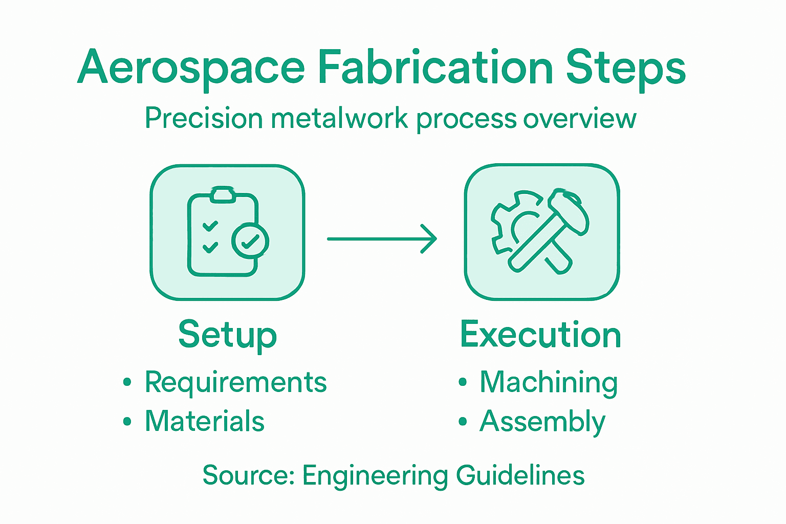 Infographic outlining aerospace fabrication process overview
