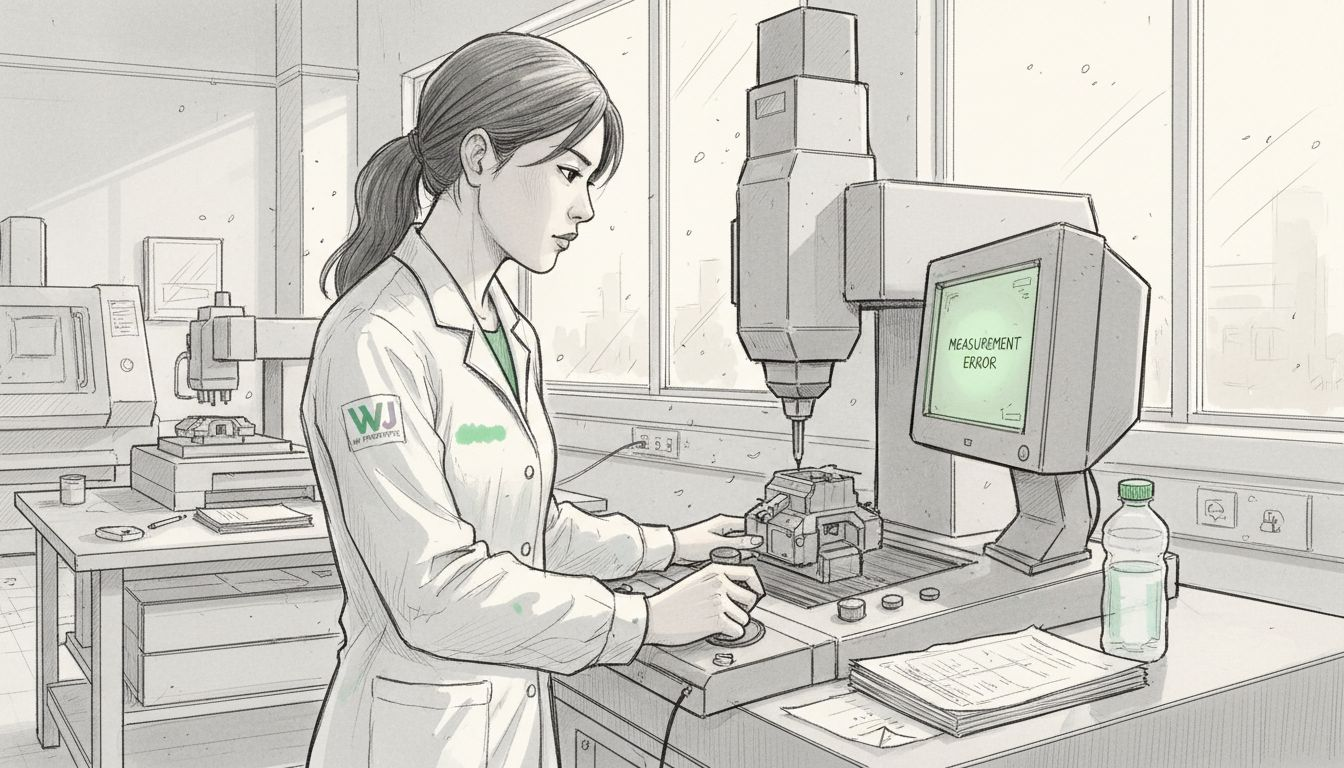 Technician using measurement tools for CNC parts