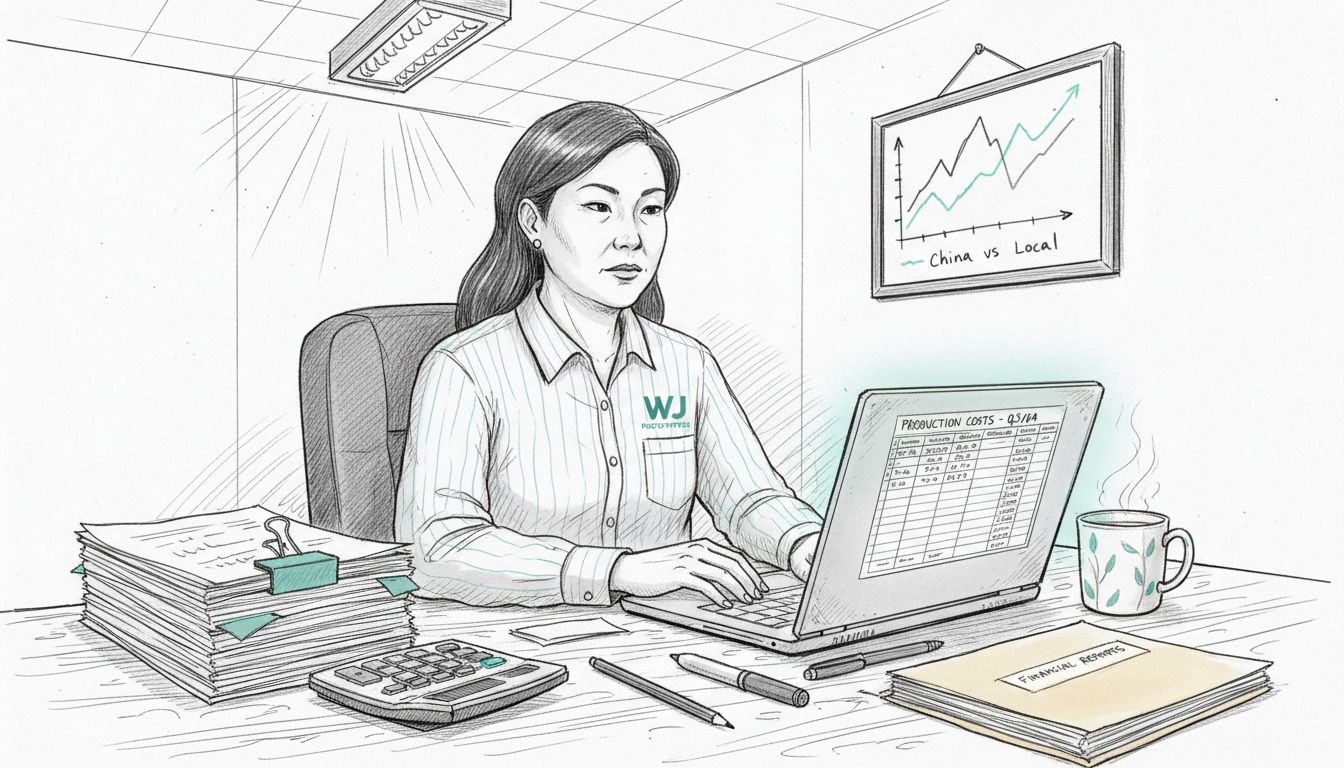 Accountant reviewing CNC cost comparison documents