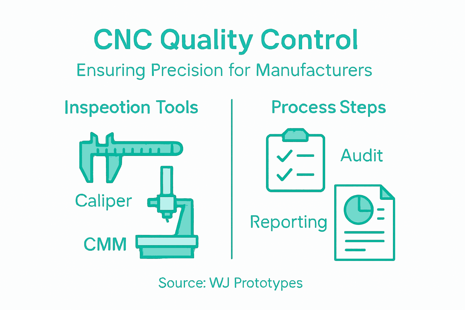 Infographic showing CNC quality control process