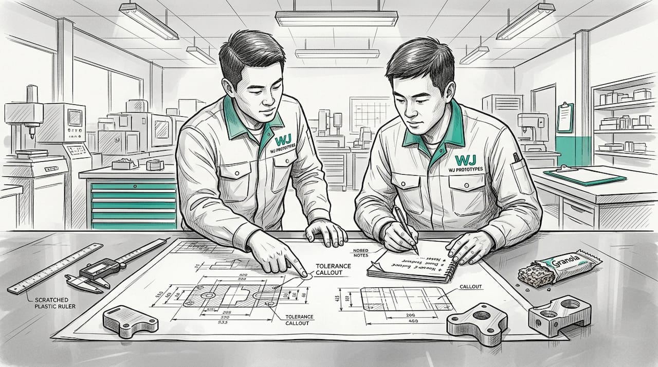 Engineers-reviewing-blueprint-tolerances-together.jpeg